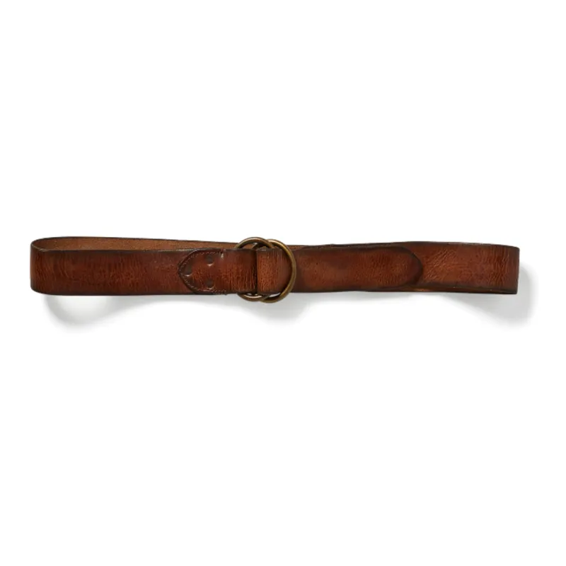 Ralph Lauren Double O-Ring Buckle With Slightly Pointed Ends Leather Belts Unisex Brown Width: 3.8CM-1