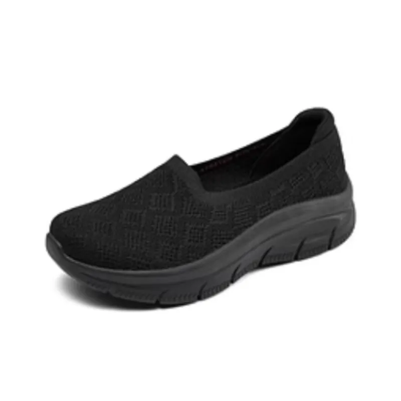 Skechers Go Walk Fle Durable Breathable Balanced Lightweight Low Top Casual Shoes Women's Black-2