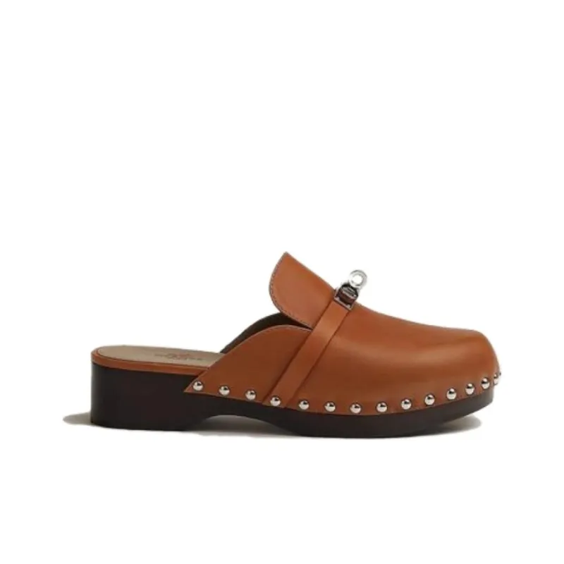 HERMES Carlotta Quiet Closed Toe Slippers Women's Brown-1