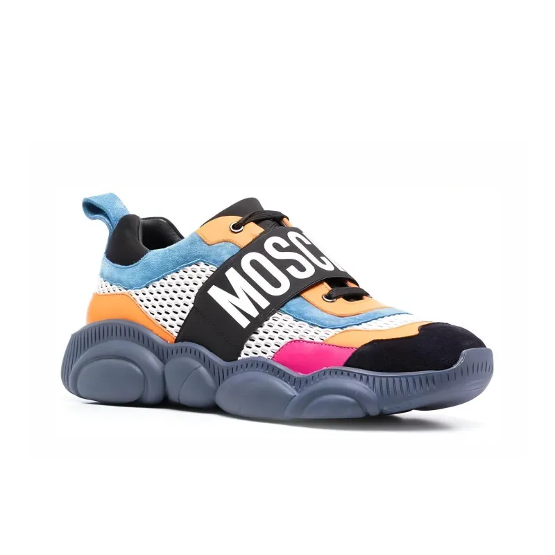 MOSCHINO Wear Resistant Low Top Casual Shoes Men's Red Yellow Blue-2