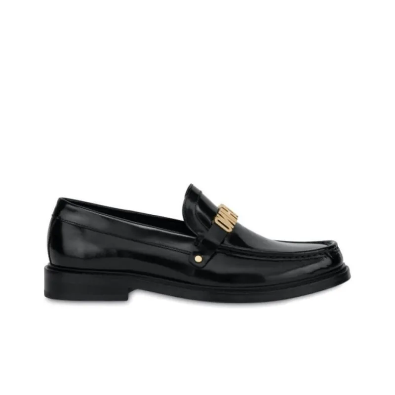 MOSCHINO Logo-plaque Leather Loafers-1