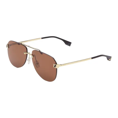 FENDI Metal Aviator Sunglasses Unisex Gold