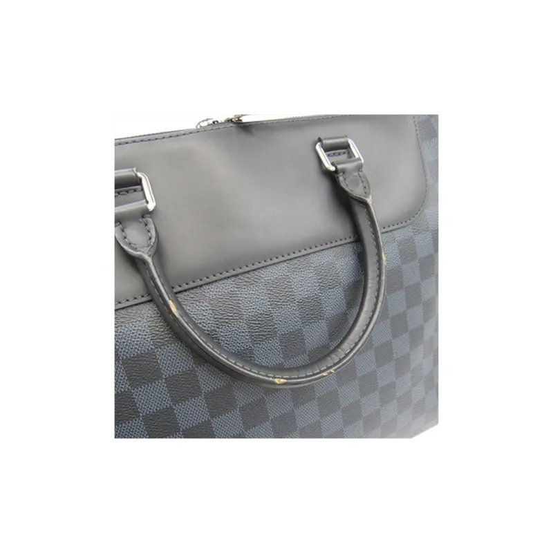 LOUIS VUITTON Canvas With Leather Handbag, Shoulder Bag, Crossbody Bag, Briefcase Men's Gray Black-4