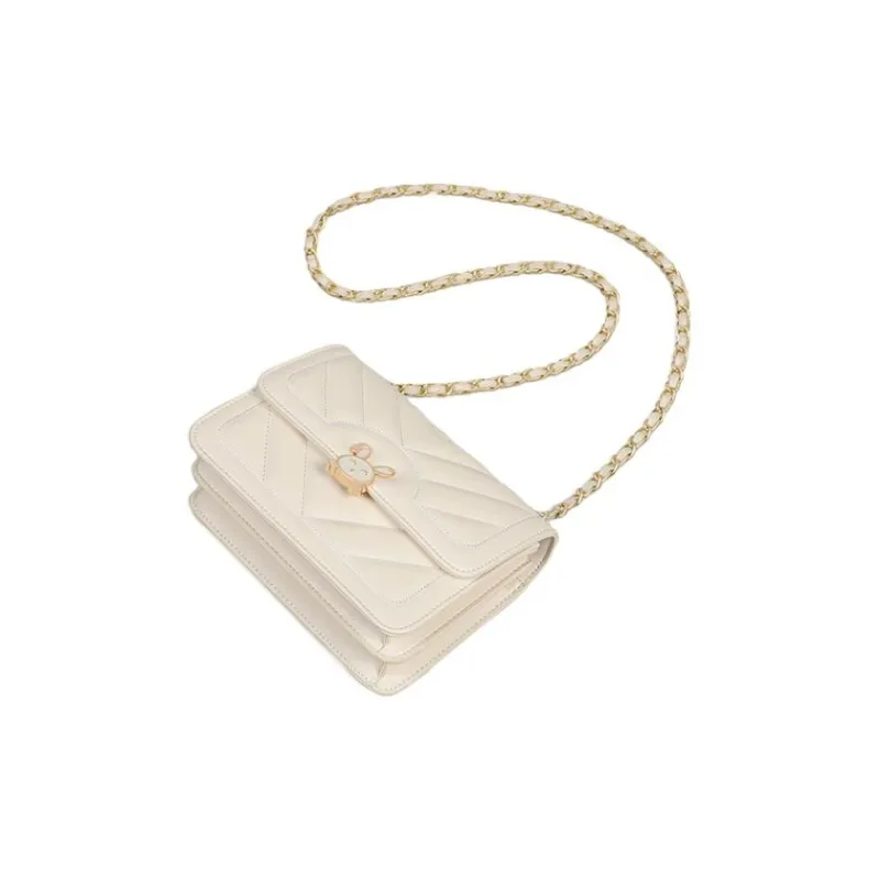 C°BANNER Composite Material Chain Bag, Small Square Bag, Shoulder Bag, Crossbody Bag Regular Women's White-4