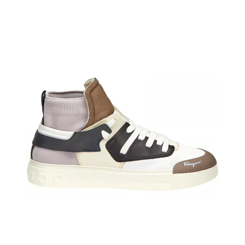 FERRAGAMO Mid Top Stylish Skateboarding Shoes Men's Black White-1