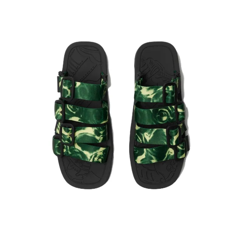 Burberry Slip Resistant Slide Slippers Men's Green-2