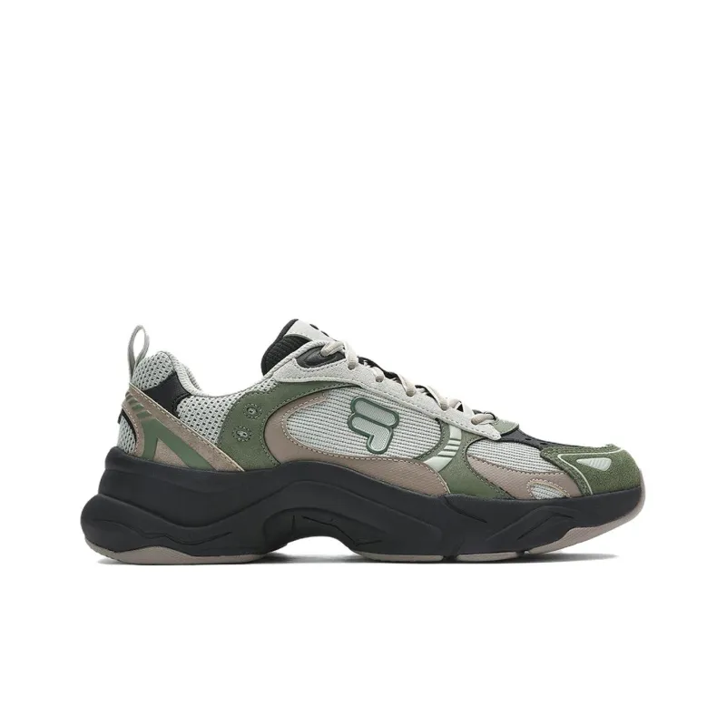 FILA FUSION Unique Wear Resistant Low Top Chunky Sneakers Men's Gray Green-1