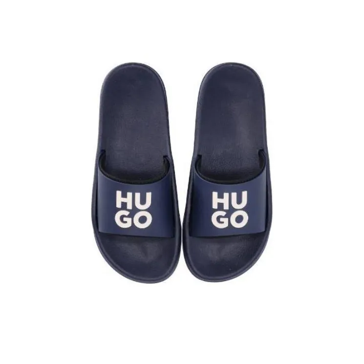 HUGO Logo-print Moulded-footbed Slides-4