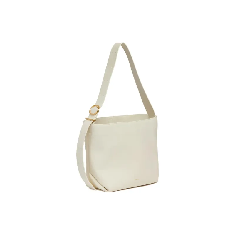 JIL SANDER Cannolo Leather Tote Bag, Shopping Bag, Shoulder Bag, Crossbody Bag, Handbag Women's White-1
