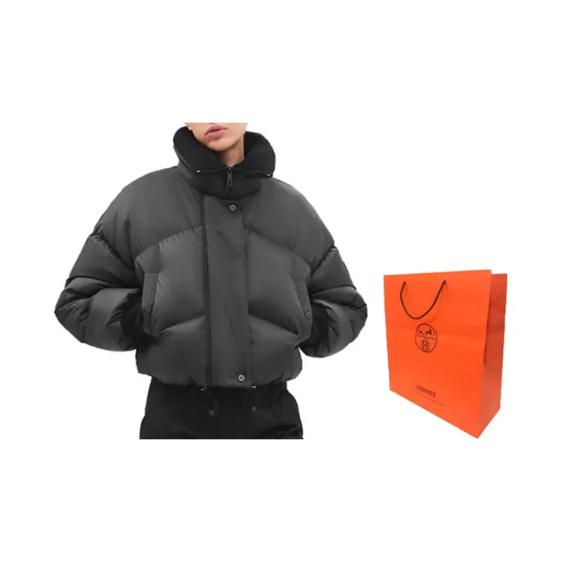 HERMES Cropped Coats Women's Black-2