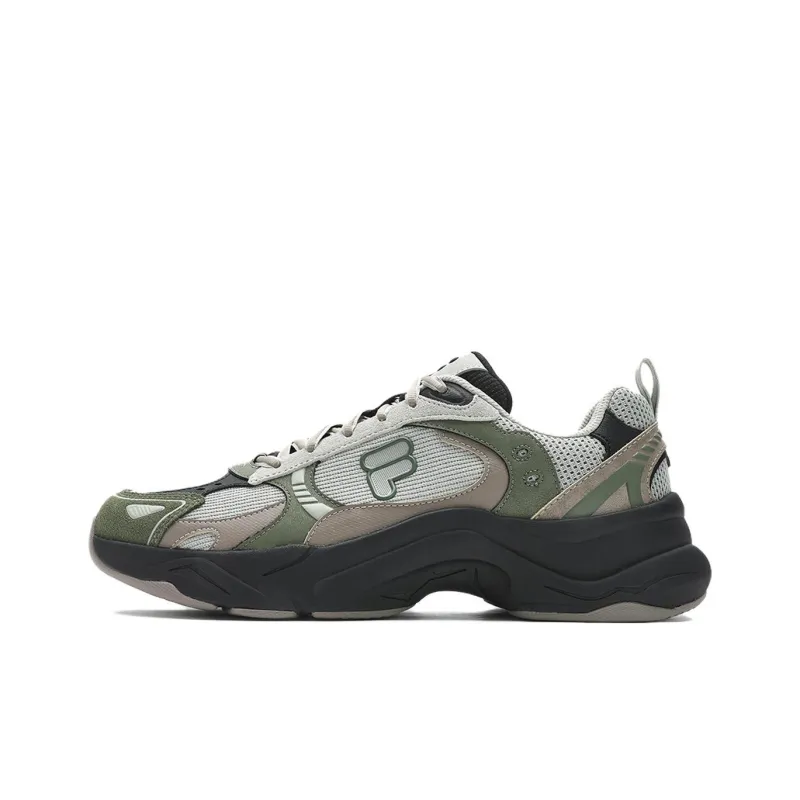 FILA FUSION Unique Wear Resistant Low Top Chunky Sneakers Men's Gray Green-0