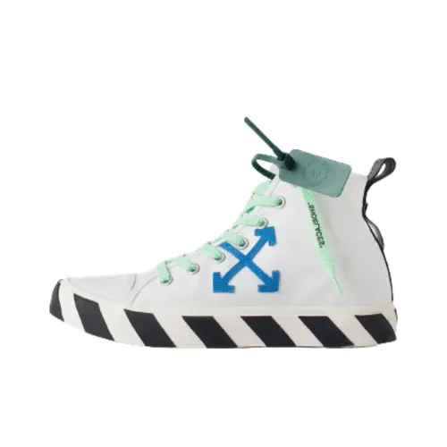 OFF-WHITE Skateboard Shoes Men High-Top White/Green/Blue