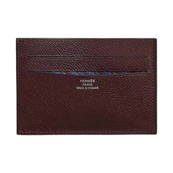 HERMES Citizen Twill Epsom Calfskin Card Holder Men's Celil Red Spelling French Blue Spelling Sapphire