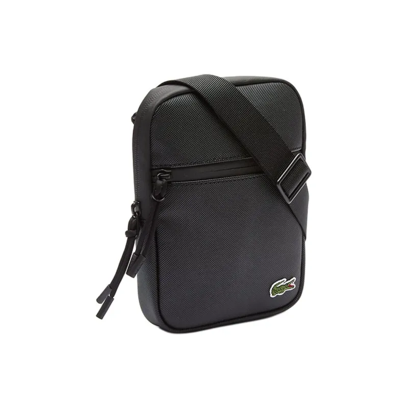 LACOSTE Coated Canvas Crossbody Bag, Shoulder Bag Men's Black-1