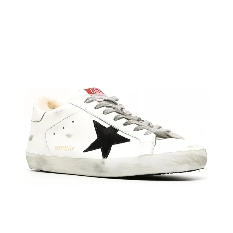 Golden Goose Super Star Low Top Stylish Skateboarding Shoes Men's White Distressed Style-2
