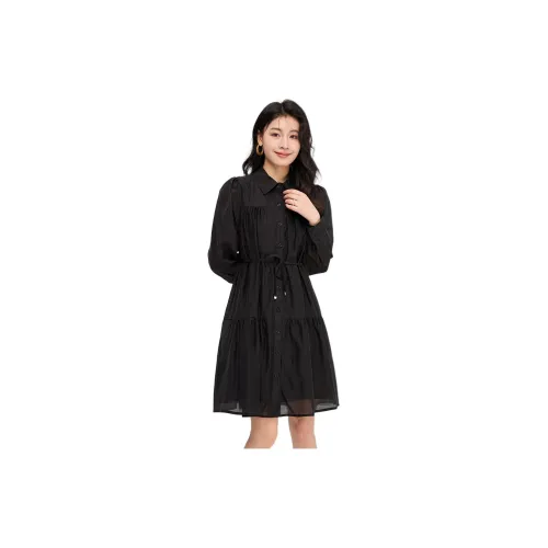 Like the age of water Long-Sleeved Dresses Women's Black