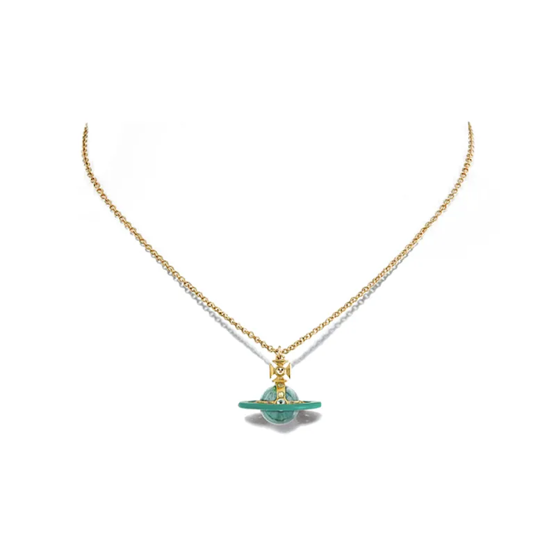 Vivienne Westwood Brass Swarovski Crystals Necklaces Unisex Gold-1