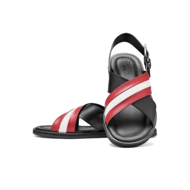 BALLY Jamilo One Strap Sandals Men's Black Red White-3