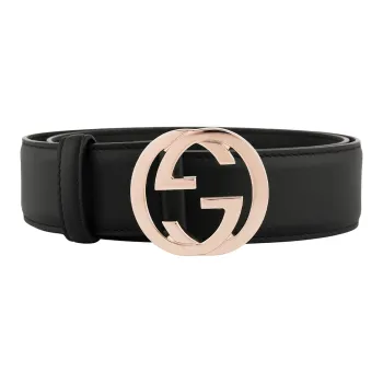 GUCCI Leather Belts Women's Black Width 3.7cm