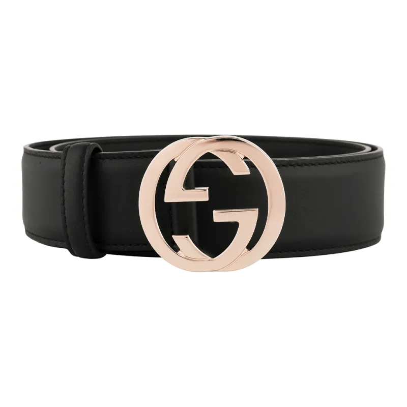 GUCCI Leather Belts Women's Black Width 3.7cm-0