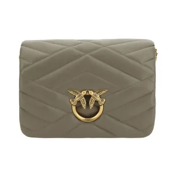 PINKO Calfskin Crossbody Bag, Shoulder Bag Women's Antique Gold
