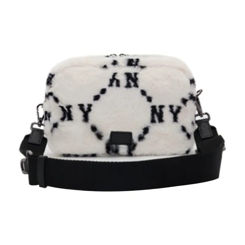 MLB Monogram Collection Plush Combo Bag Camera Bag Shoulder Bag Crossbody Bag Regular Unisex Cream White-2