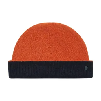 HERMES Cashmere Rubber Beanies Men's Orange/Blue