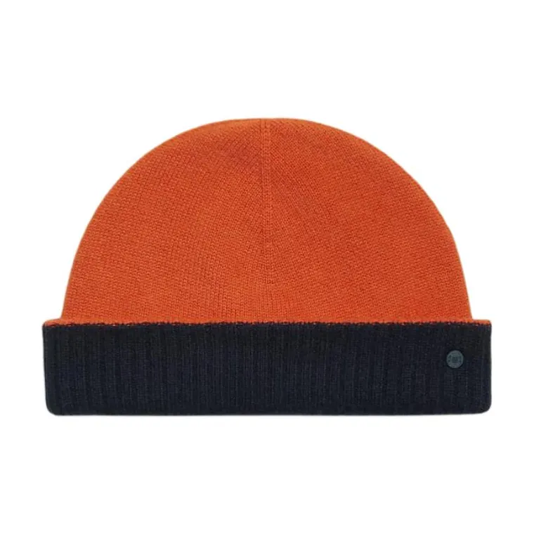 HERMES Cashmere Rubber Beanies Men's Orange/Blue-0