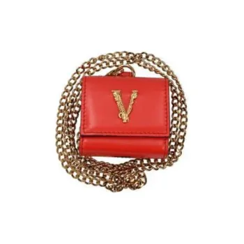 VERSACE Leather Wallet Women's Red