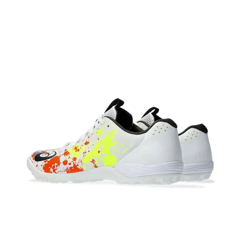 Asics TF Turf Slip Resistant Soccer Shoes Men's White Red Yellow-1