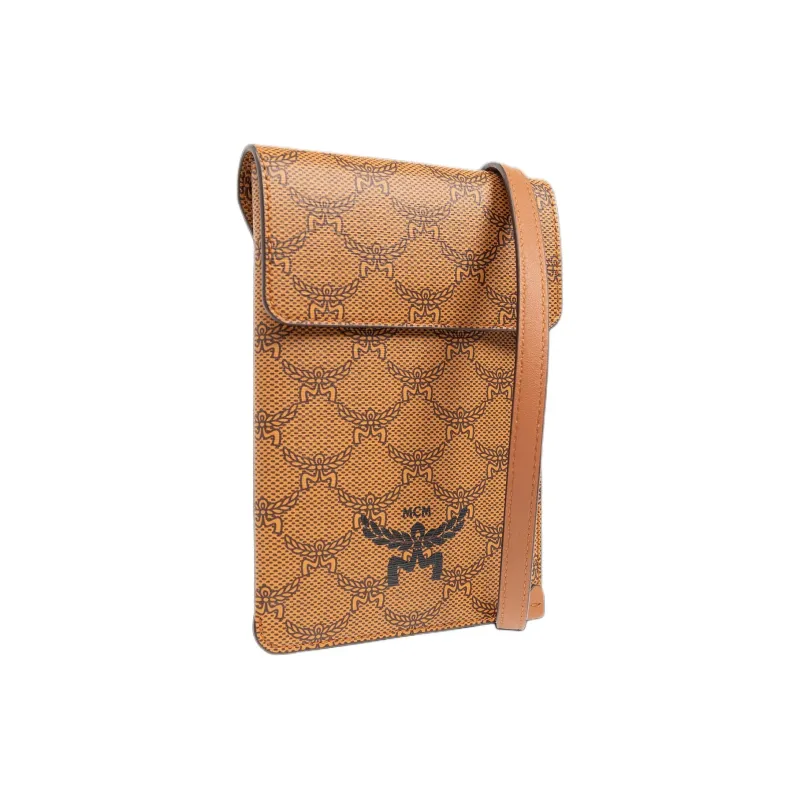 MCM Canvas With Leather Shoulder Bag, Crossbody Bag Mini Women's Cognac-1