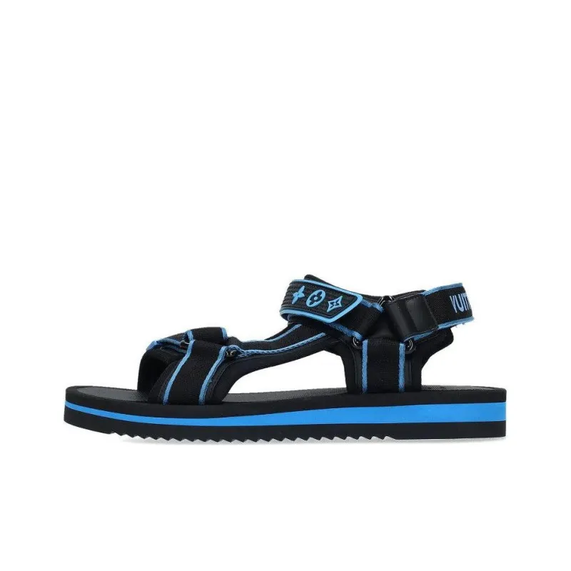 LOUIS VUITTON Panama Beach Sandals Men's Black Blue-0