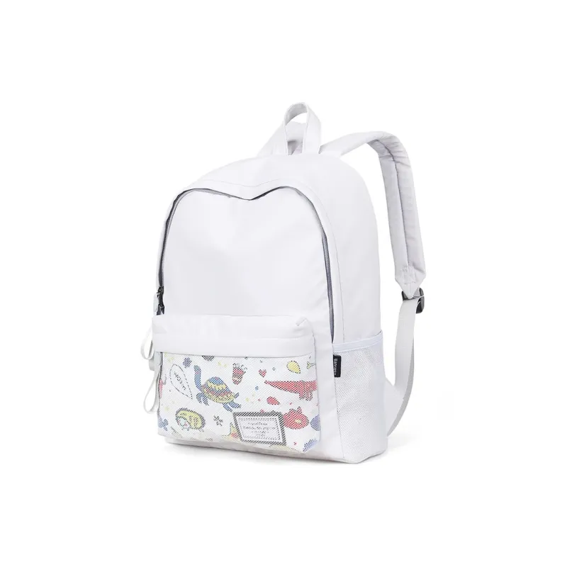 Bansusu Polyester Backpack Large Size Unisex Gray White-1