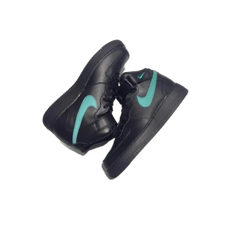 Nike Air Force 1 Non slip Lightweight Mid Top Skateboard Shoes Unisex Black-4