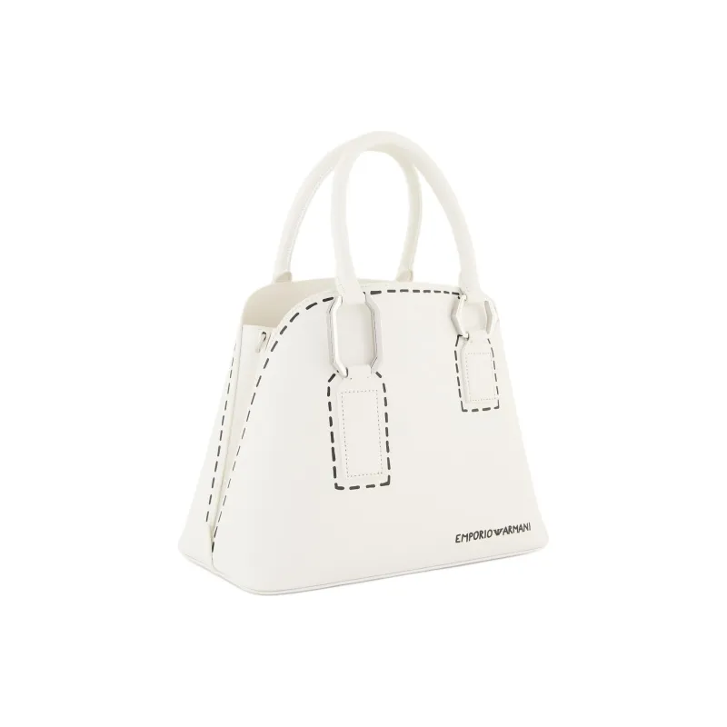 EMPORIO ARMANI Polyurethane Tote Bag, Shopping Bag, Shoulder Bag, Crossbody Bag, Handbag Women's White-1
