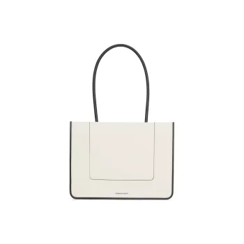 CHARLES&KEITH PU Tote Bag Shopping Bag Shoulder Bags Large Size Women's Cream Milk White/Noir Black