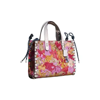 Coachtopia Matte Finest Leather Tote Bag Shopping Bag Handbag Medium Size Women's Pink Multicolor