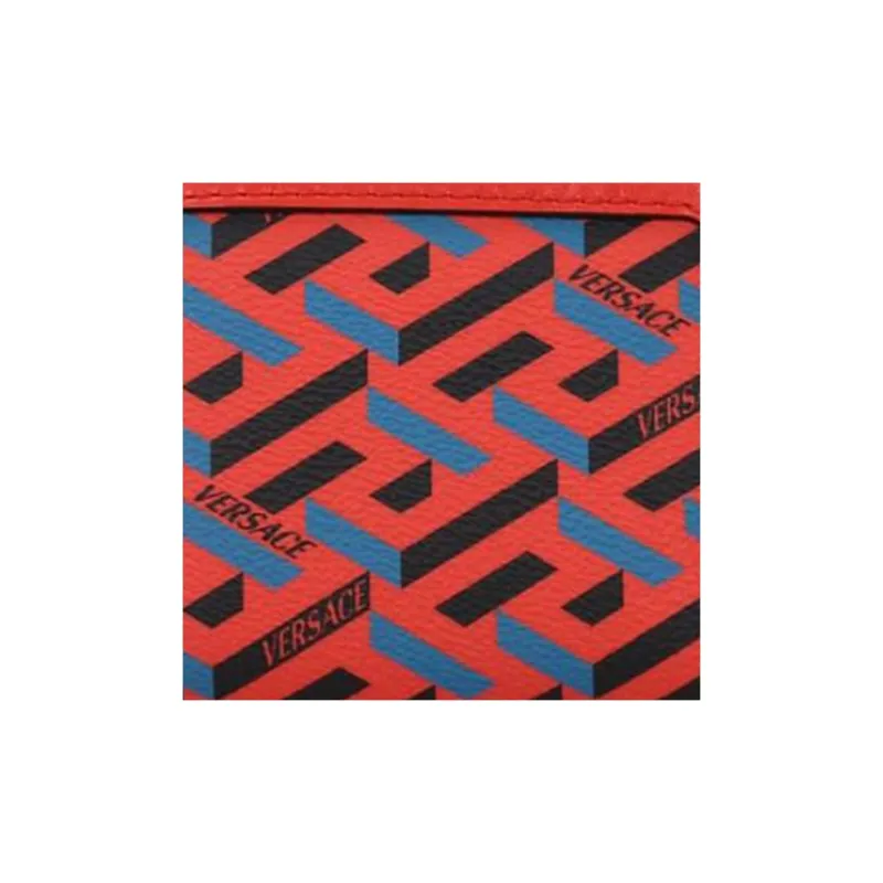 VERSACE Leather Wallet Women's Orange Multicolor Blue-2