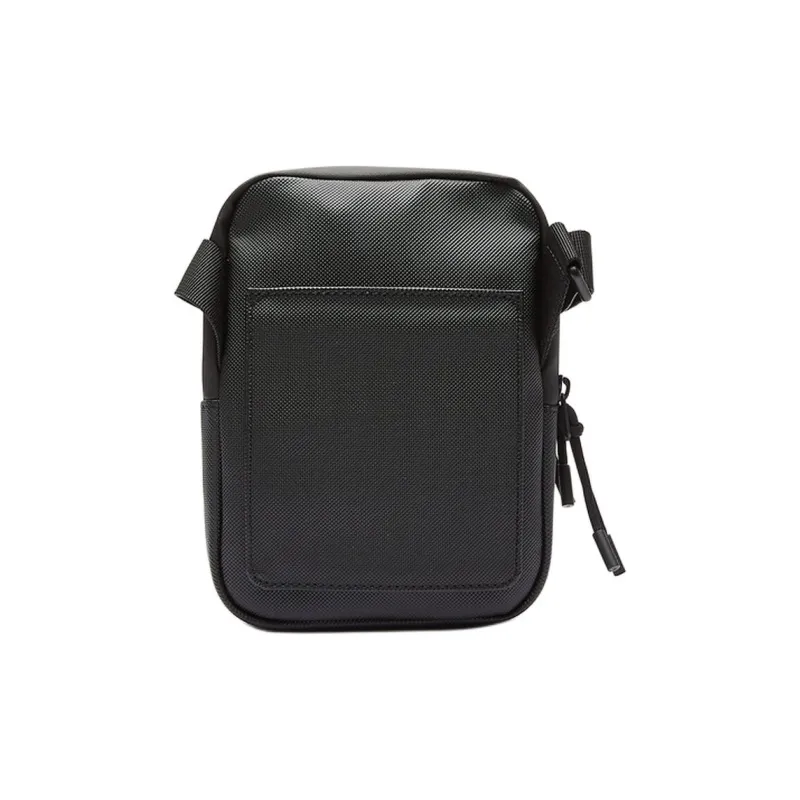 LACOSTE Coated Canvas Crossbody Bag, Shoulder Bag Men's Black-2