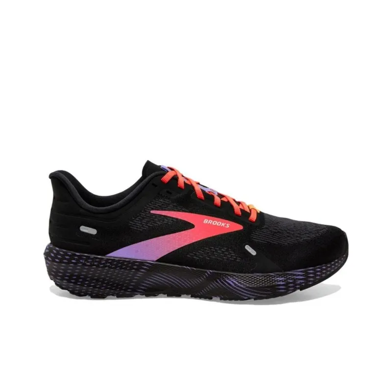 Brooks Launch 9 Cushioned Slip-Resistant Low-Top Running Shoes Women's Black Purple-1