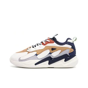 XTEP Cushioned Slip Resistant Low Top Chunky Sneakers Men's White Gray Blue