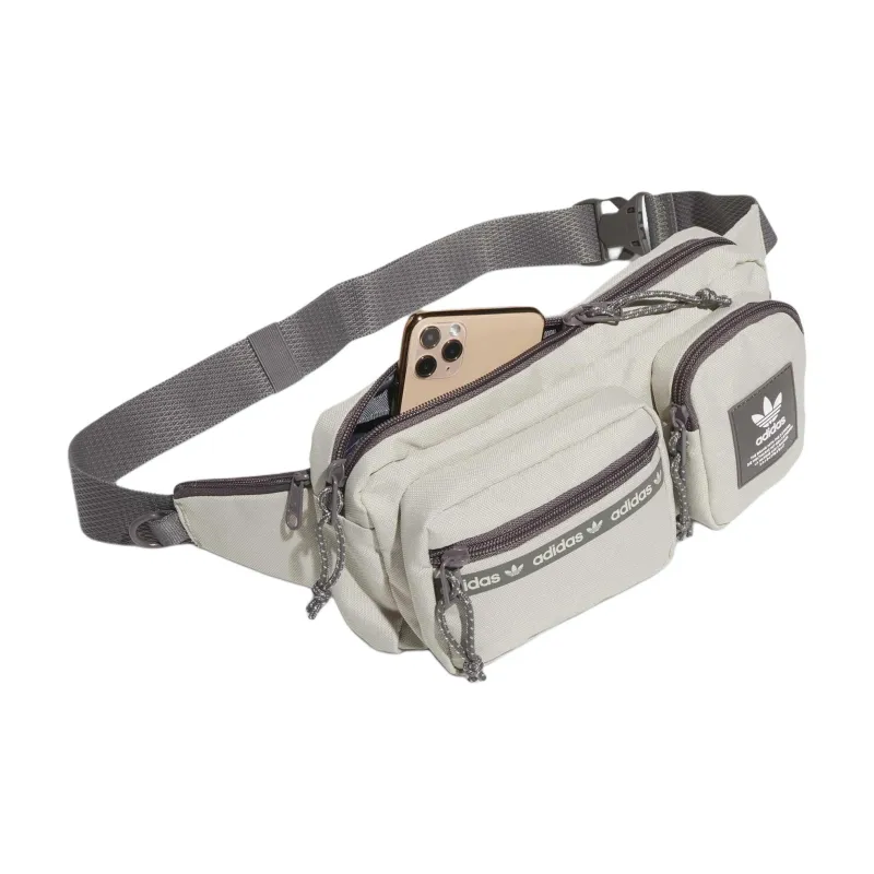 Adidas Originals Recycled Polyester Crossbody Bags Fanny Pack Regular Unisex Nappy Gray With Charcoal-4