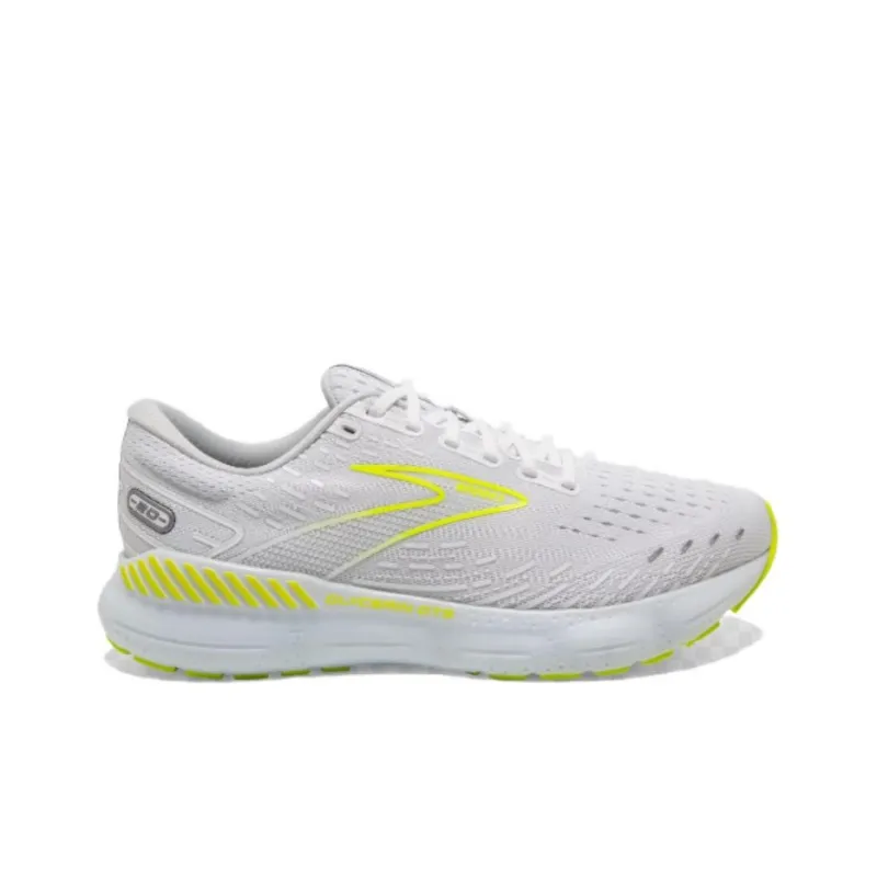 Brooks Glycerin GTS Anti Slip Wear Resistant Low Top Long Distance Running Running Shoes Men's White Yellow-1