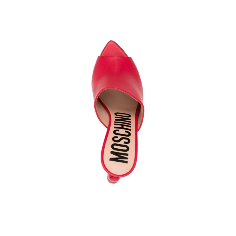 MOSCHINO 100mm Heart-detail Leather Mules-4