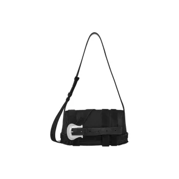 FERRAGAMO Suede Shoulder Bag Women's Black