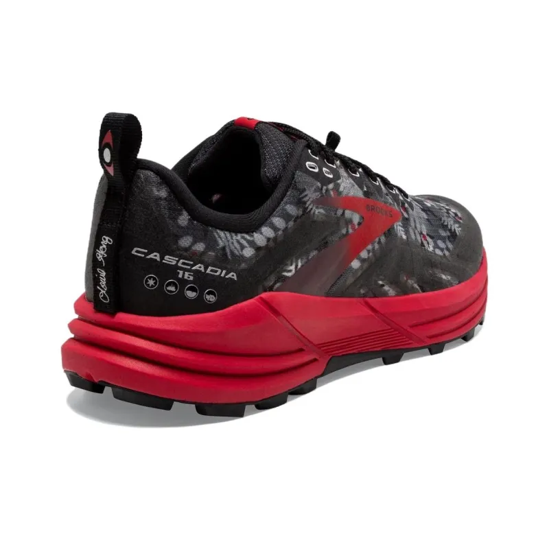 Brooks Cascadia 16 Anti-Slip Wear-Resistant Low-Top Casual Running Shoes Men's Black Red-1