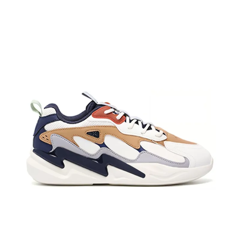 XTEP Cushioned Slip-Resistant Low-Top Chunky Sneakers Men's White Gray Blue-1