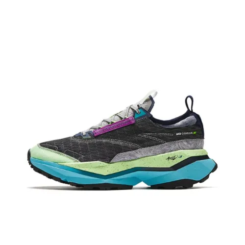 Anta Anti Slip Wear Resistant Low Top Running Shoes Men's Black Green Blue