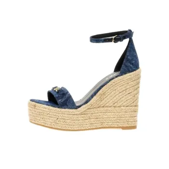 VERSACE Barocco Denim Wedge Sandals
