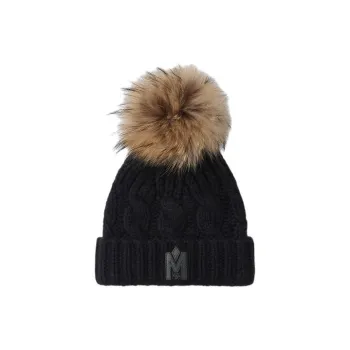 MACKAGE Cashmere Wool Leather Fur Beanies Kids' Black